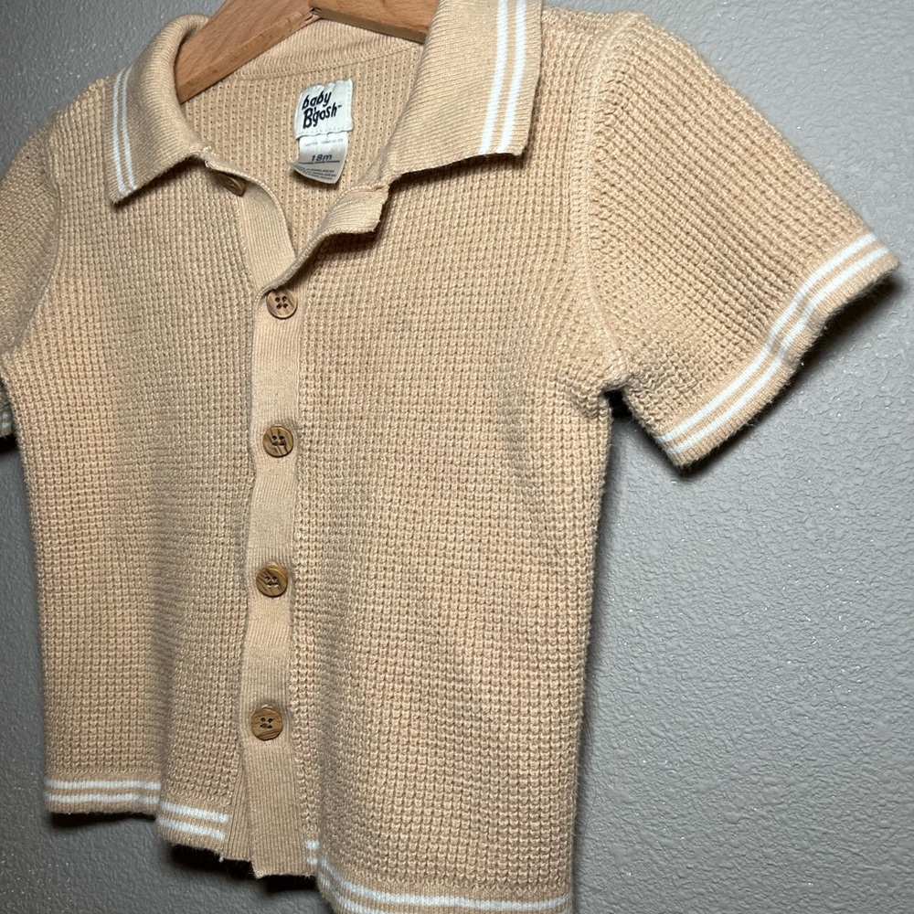 Sandy Beige Kids Button-Up Shirt by Baby Blue